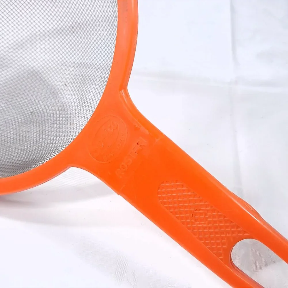 Sveico collander basket strainer orange plastic‎ metal Sweden Rostfri Vintage